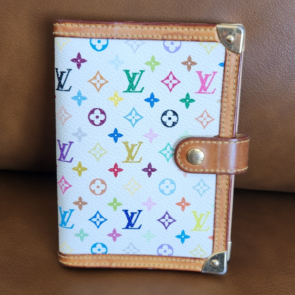 Louis Vuitton Multicolor Agenda Takashi Murakami Blanc White PM Mini Planner Y2K